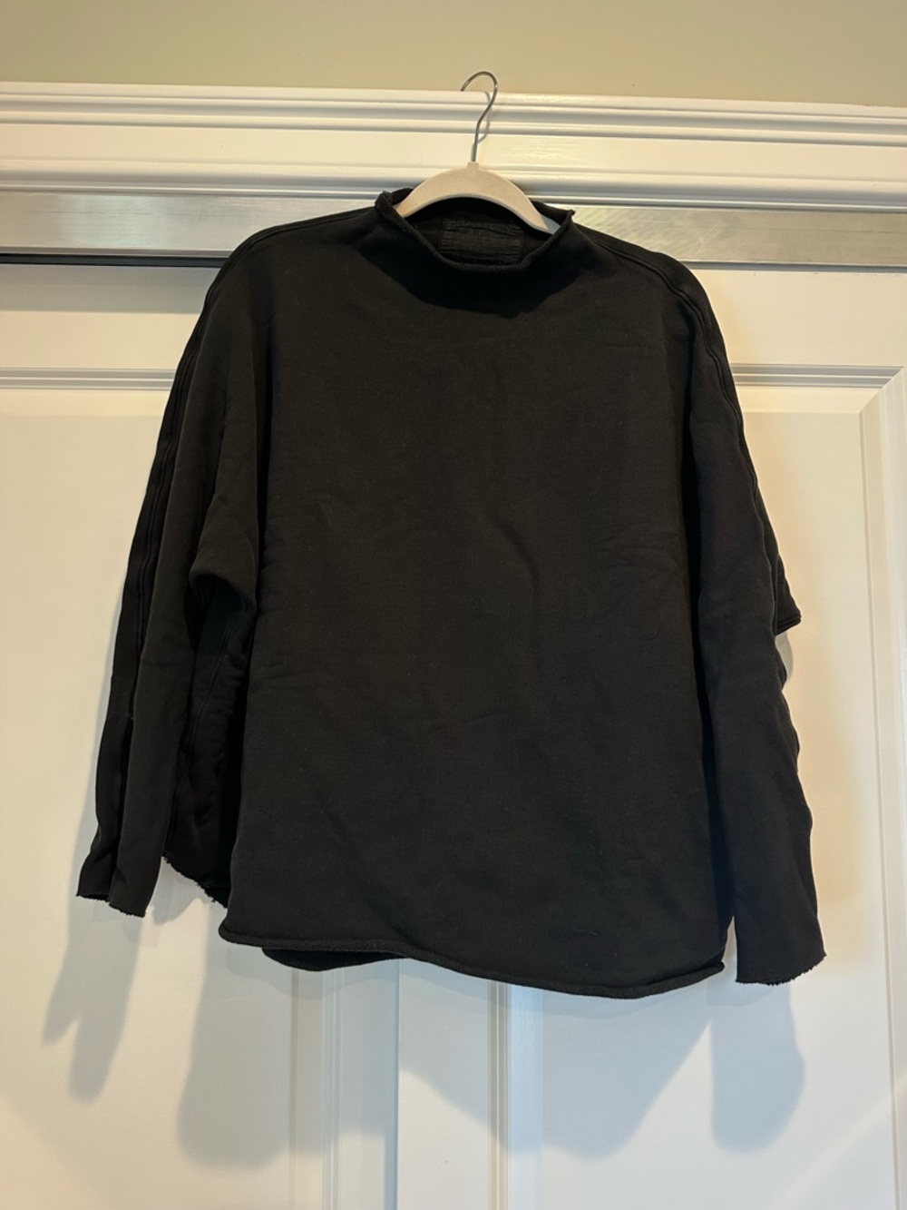 Frank & Eileen Effie Long-Sleeve Funnel Neck Capelet in Black , L